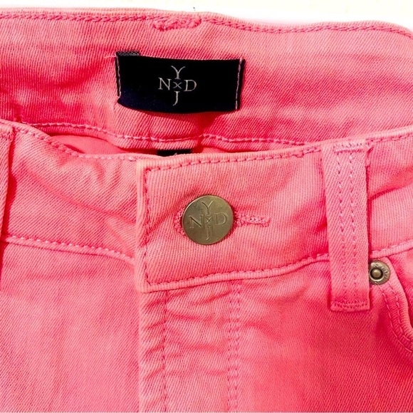 NYDJ Sz 4 Lift Tuck Technology Pink Stretch Crop Jeans Embellished Cuffs NWOT - Picture 4 of 11